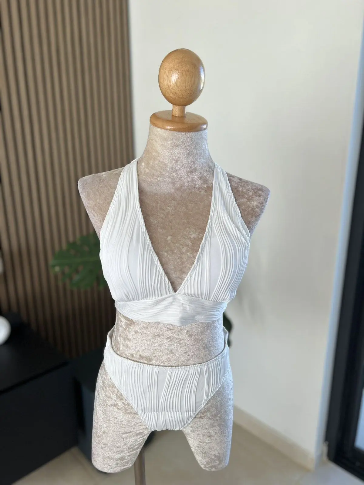White Pleated Bikini Set