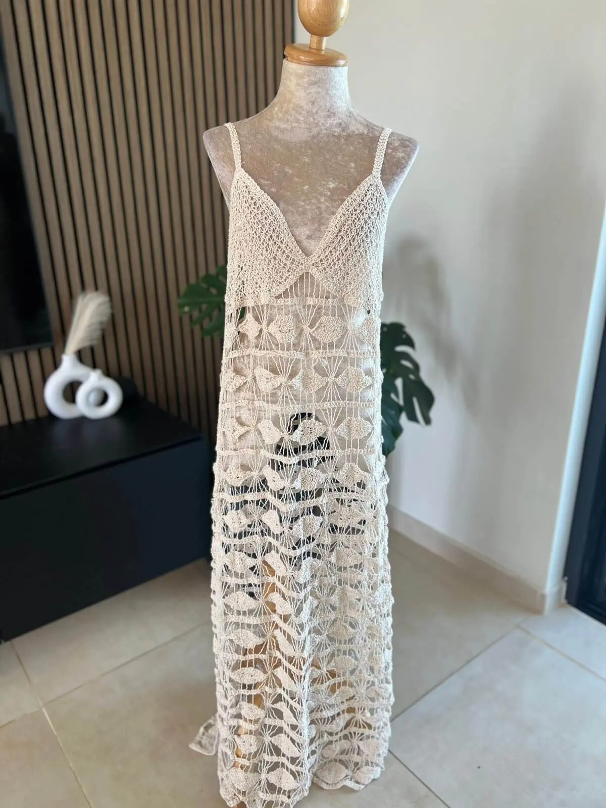 Beige Crochet Beach Dress