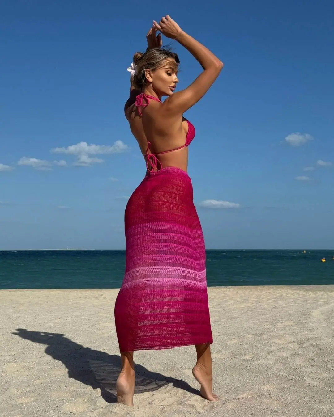 Pink Ombre Knit Beach Set