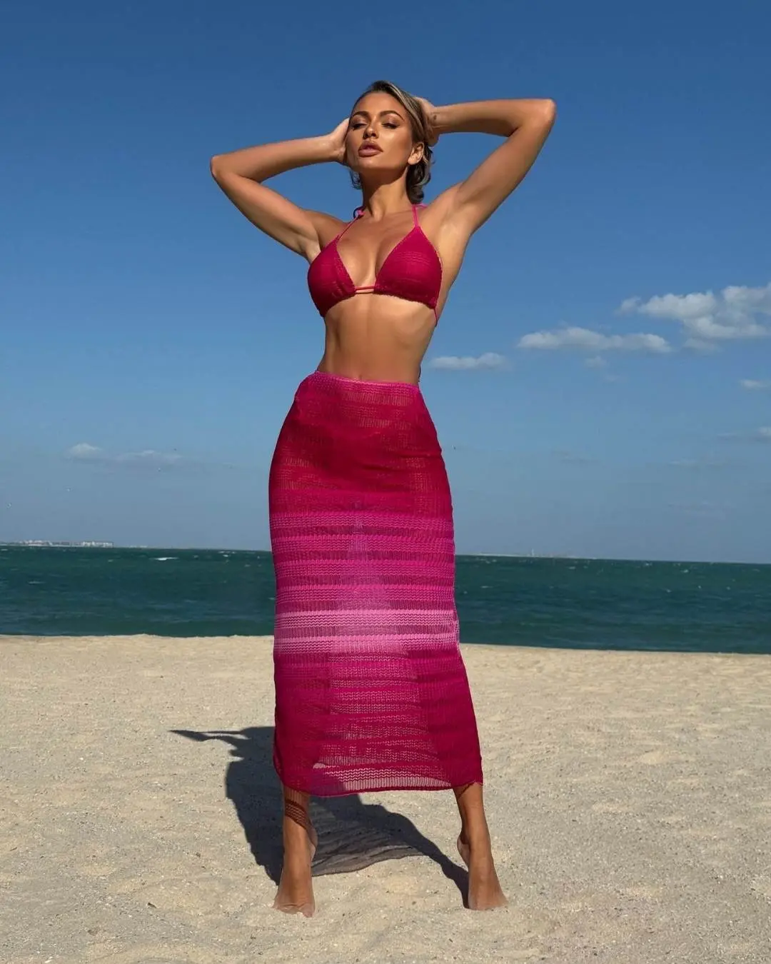Pink Ombre Knit Beach Set