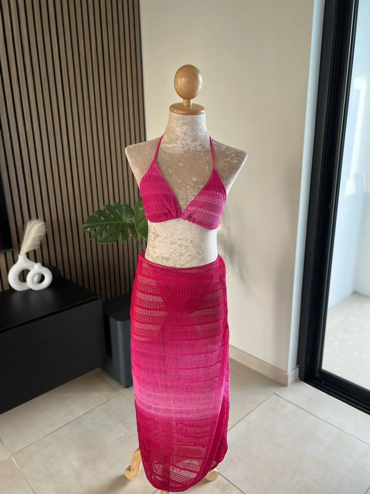 Pink Ombre Knit Beach Set