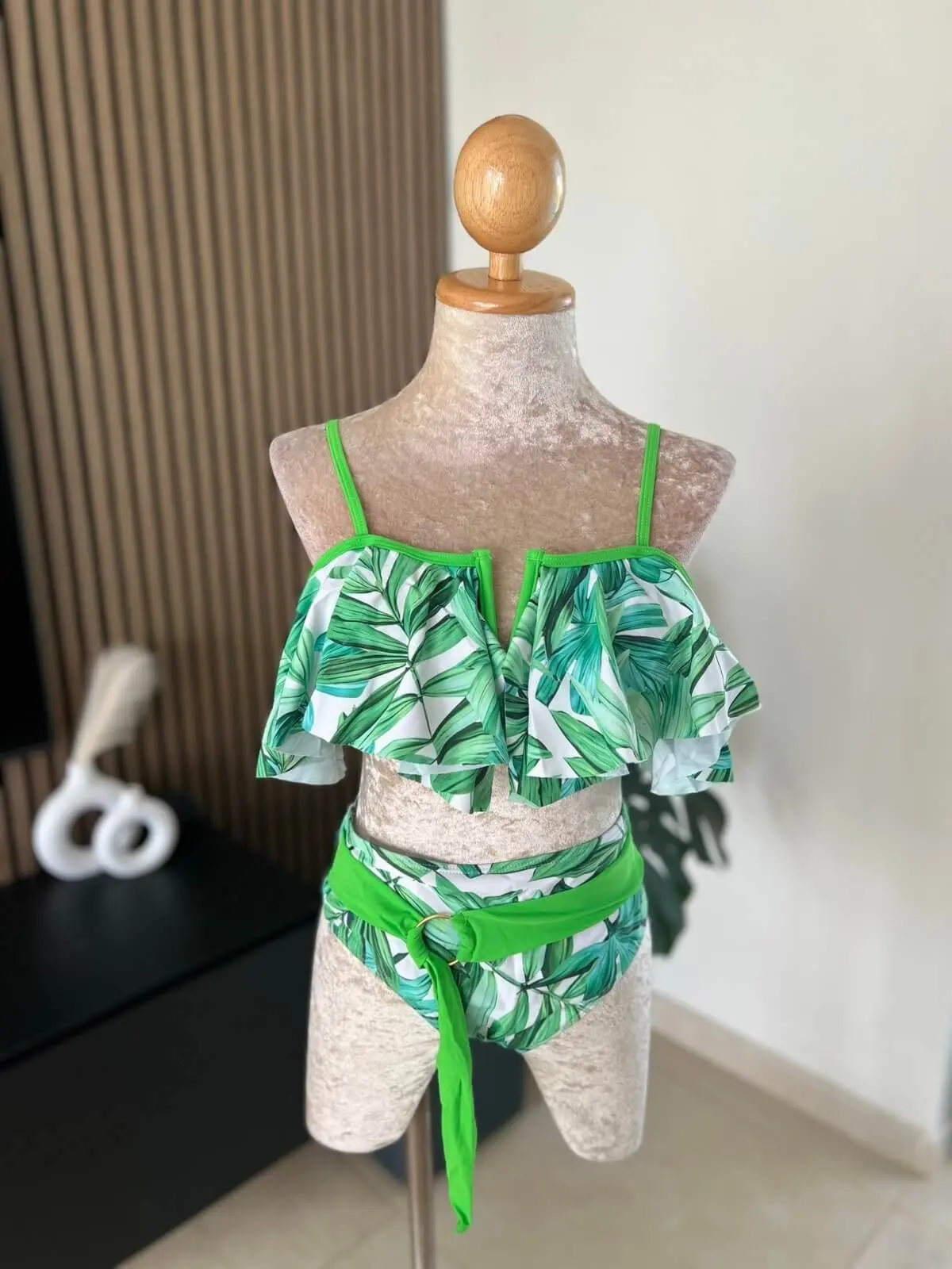Green Leaf Ruffle Bikini Set