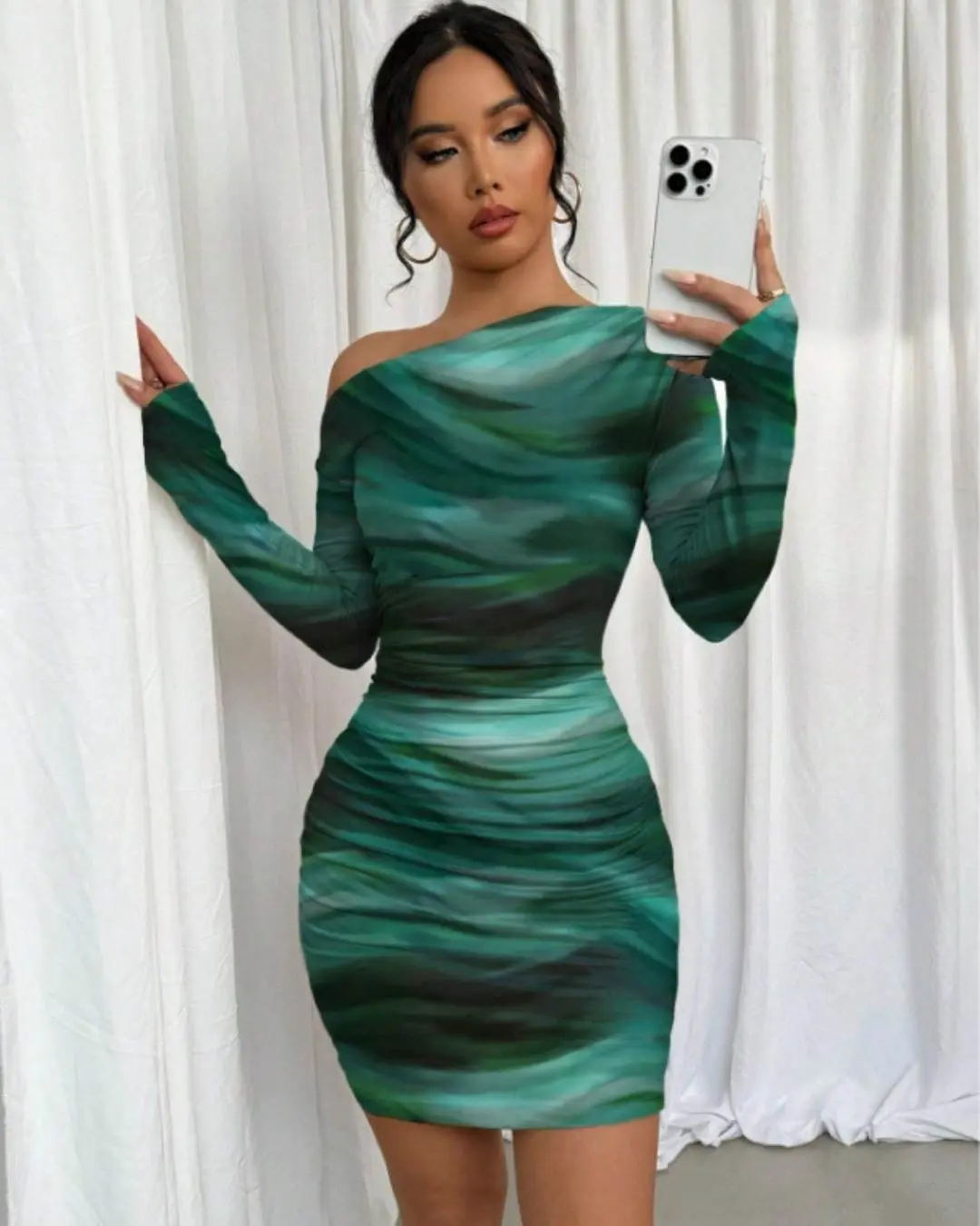 Marble Off-Shoulder Dress