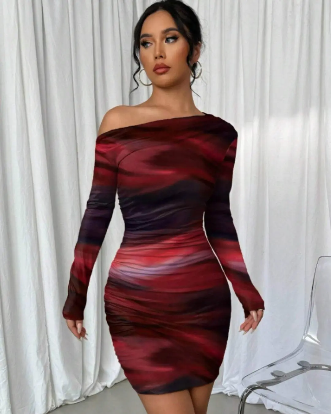 Marble Off-Shoulder Dress