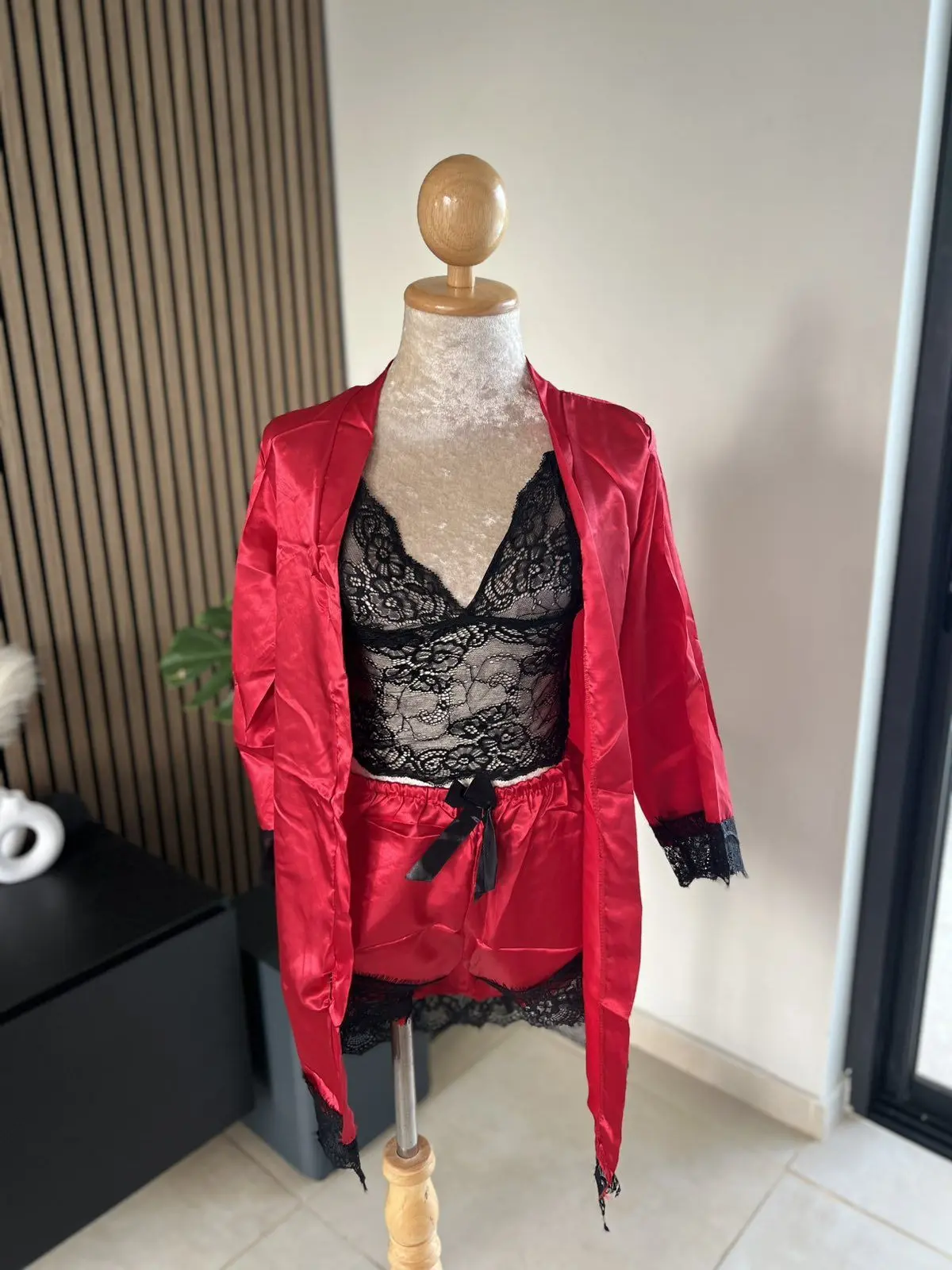 Wine & Lace 3Pcs Lingerie Set