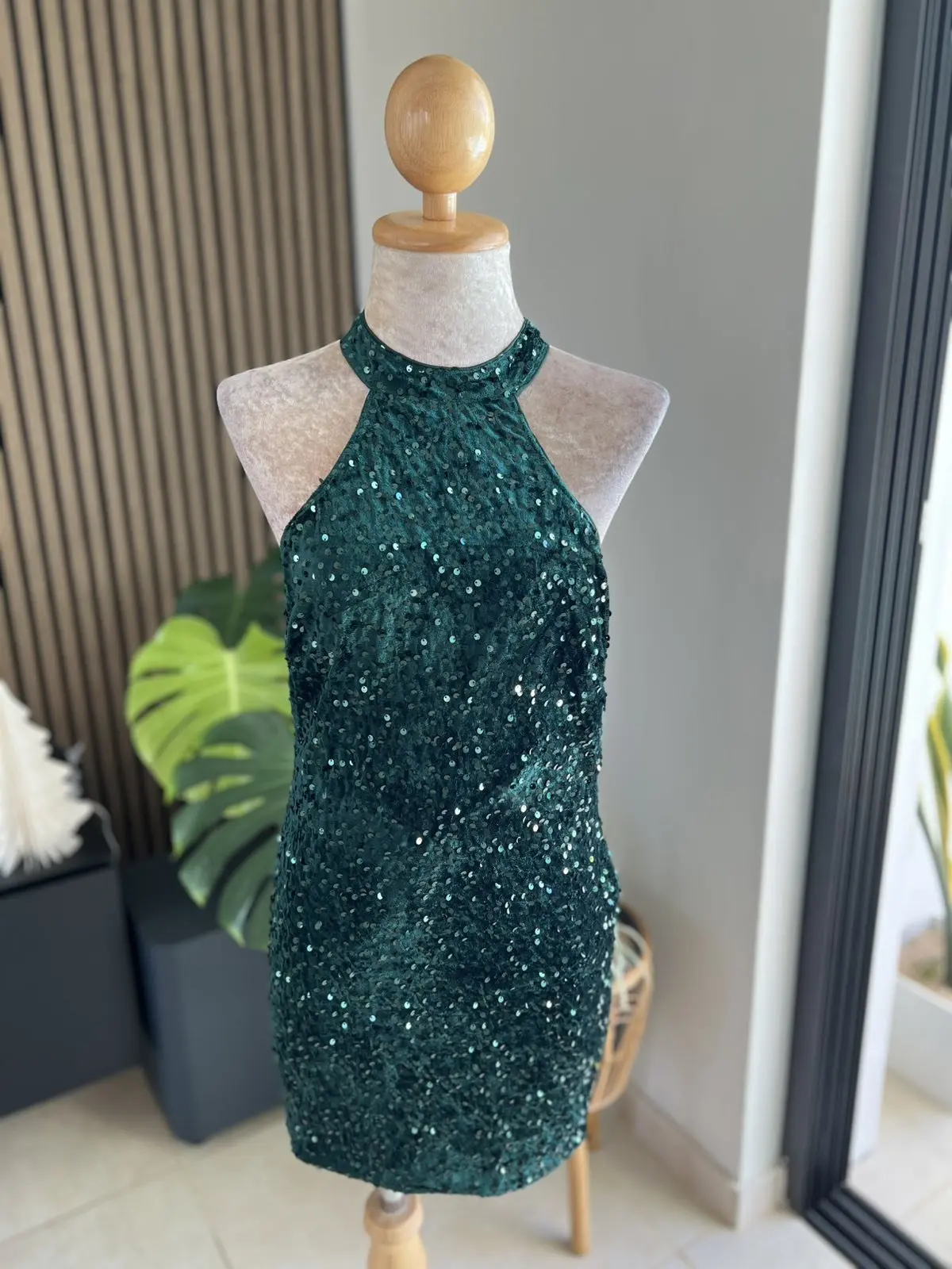 Sexy Sequined Open Back Dress