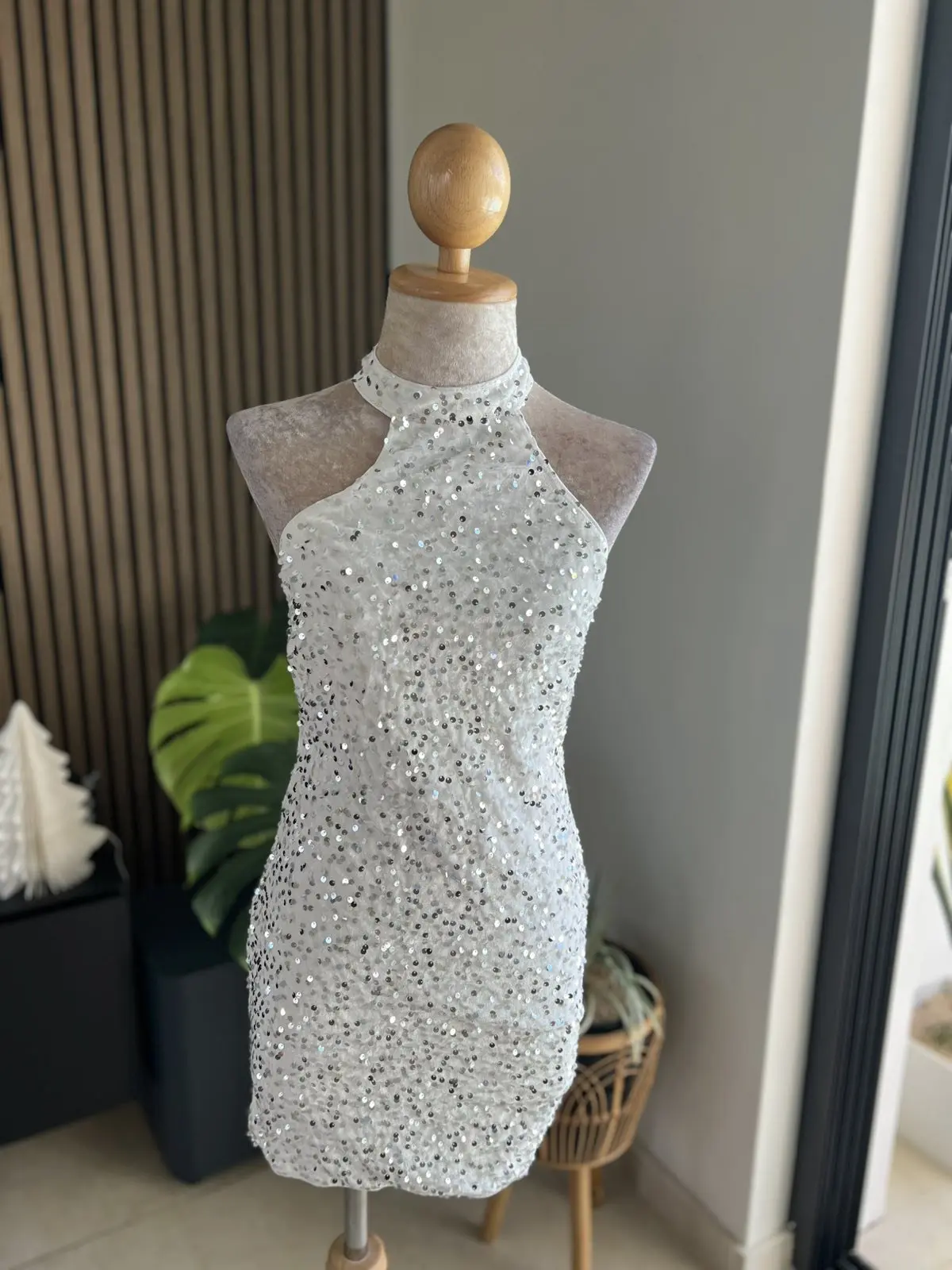 Sexy Sequined Open Back Dress