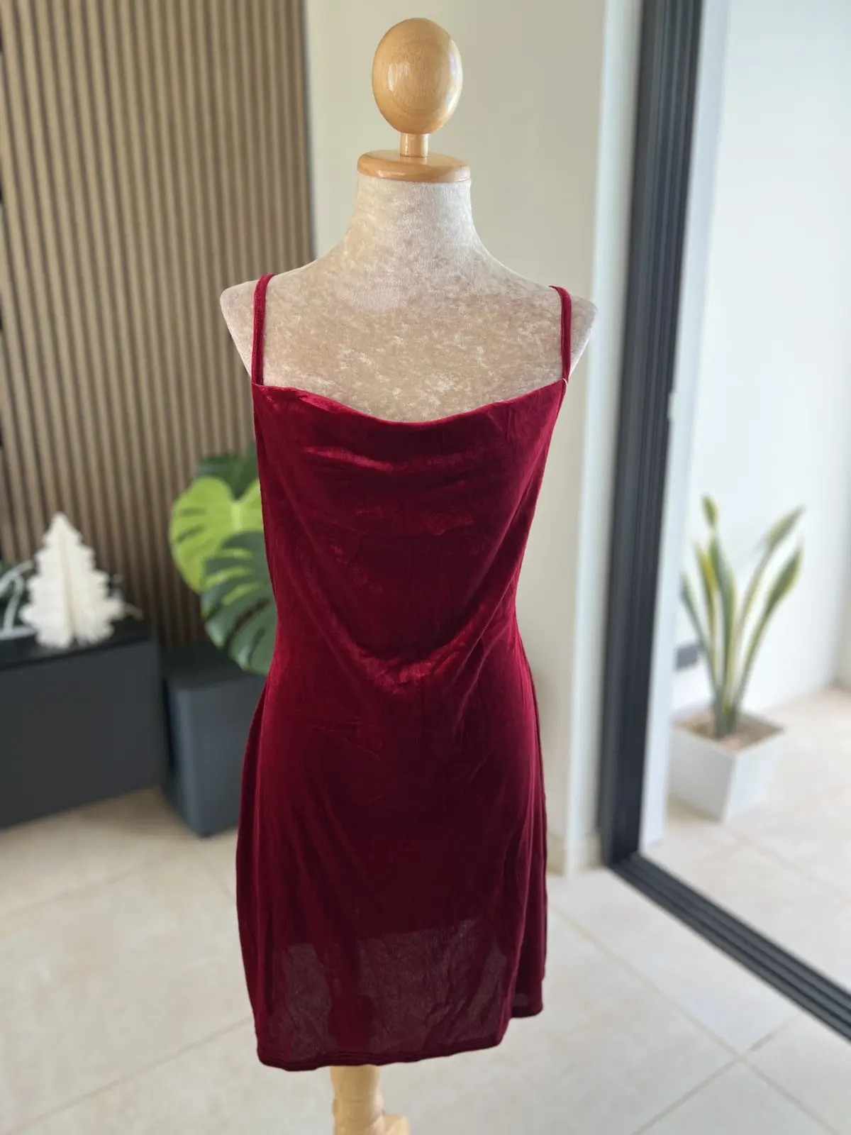 Velvet Crisscross Back Mini Dress