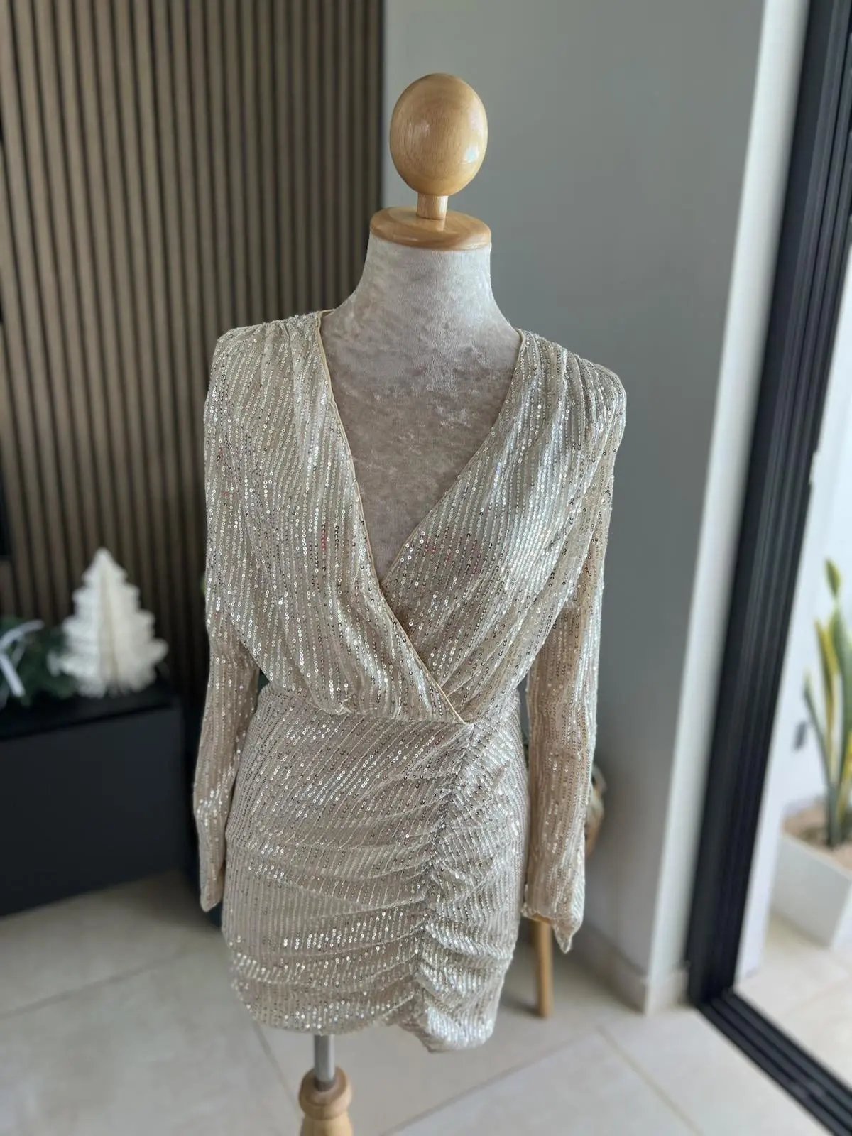 Deep V-Neck Sparkly Chic Dress