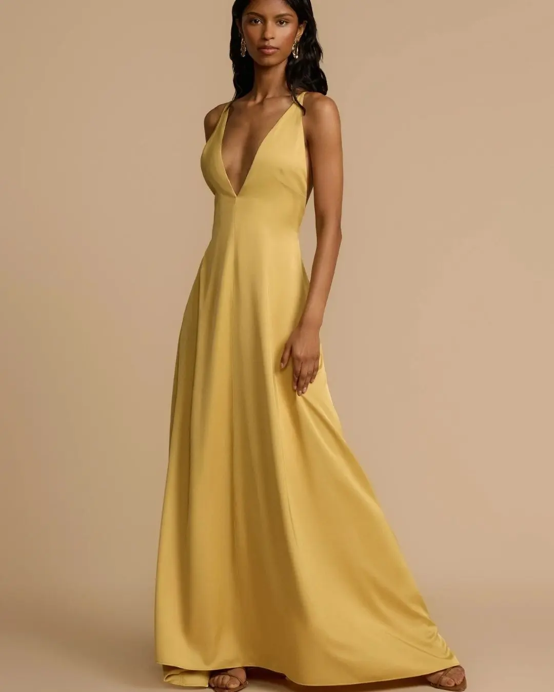 Deep V-Neck Maxi Flowy Dress