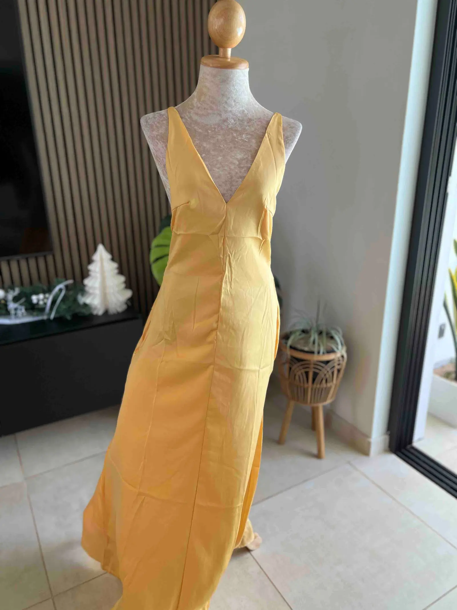 Deep V-Neck Maxi Flowy Dress