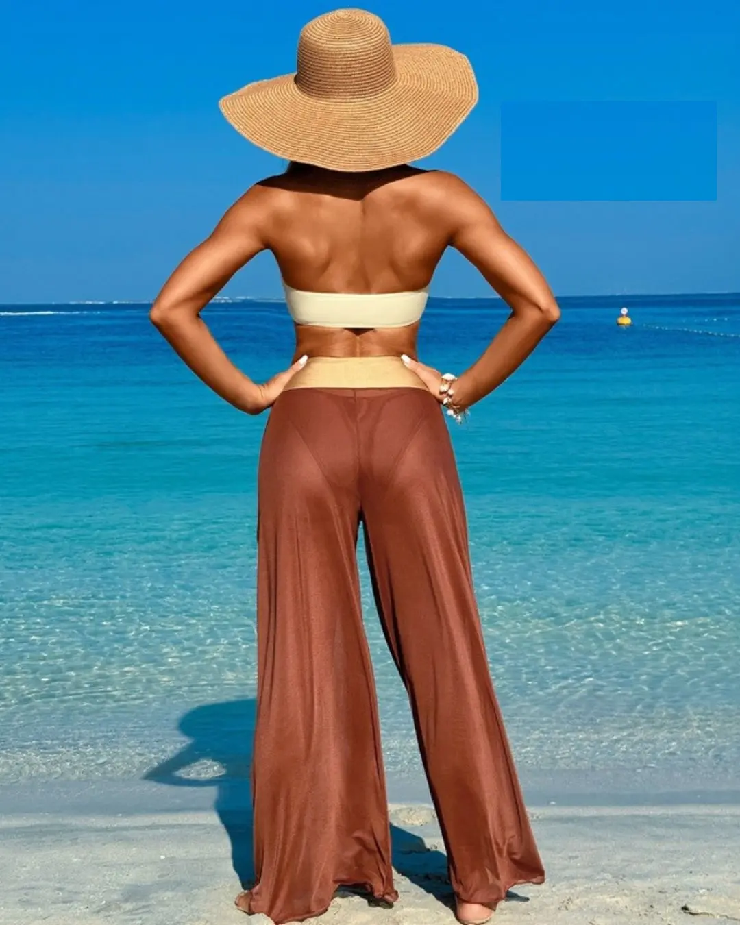 3pcs Bikini with Mesh Pants Set