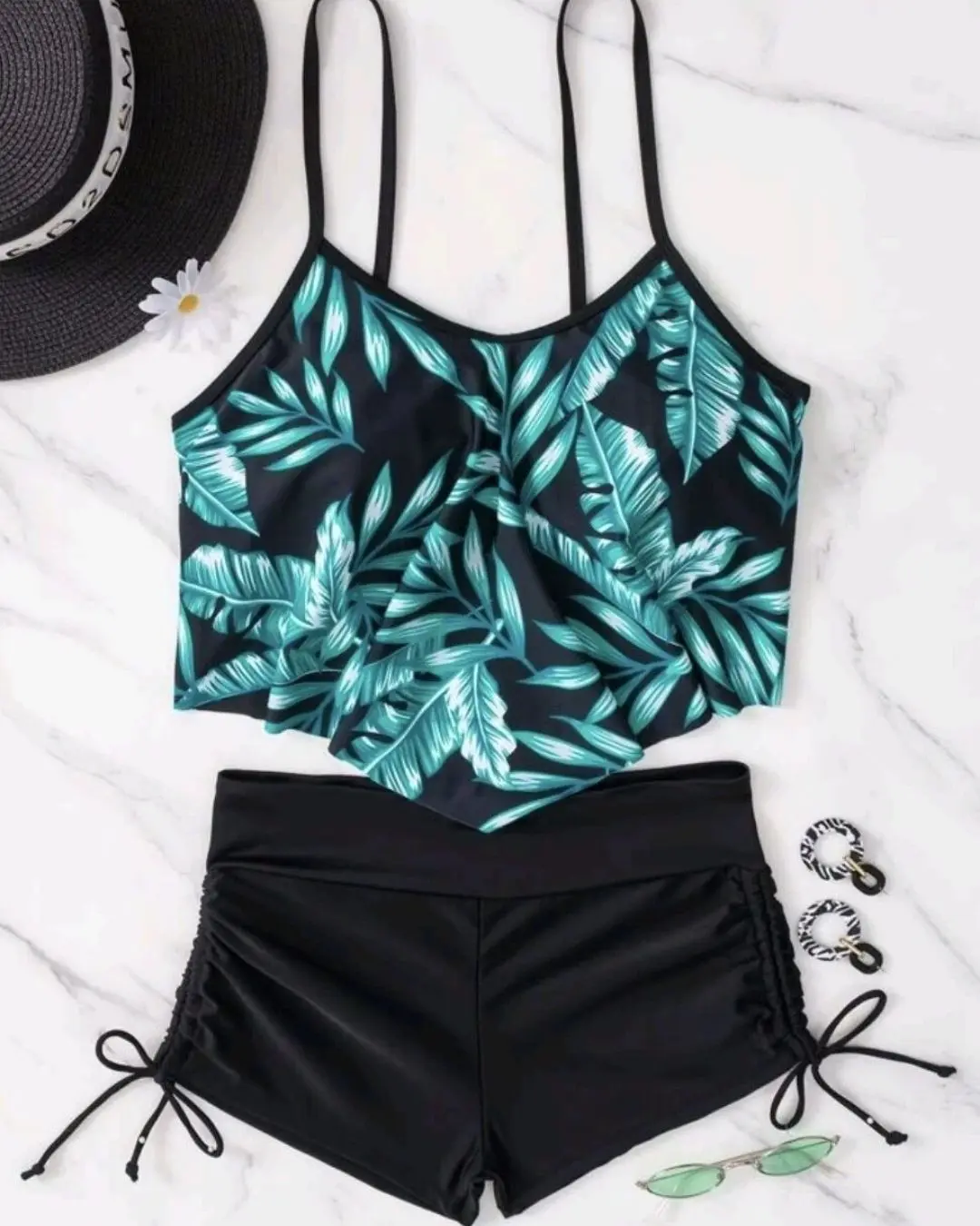 Tropical Print Bikini with Short Set