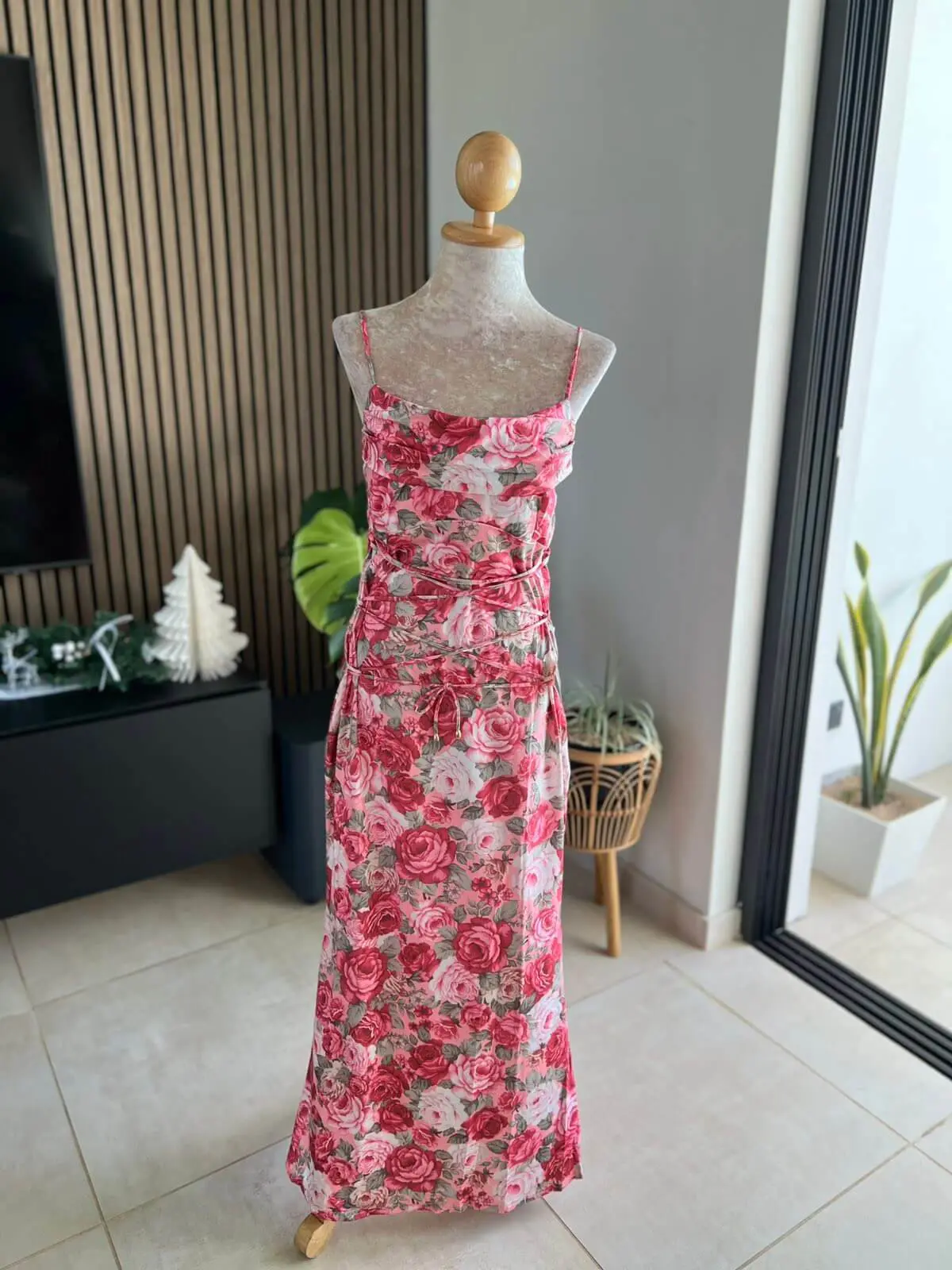 Floral Strap Open Back Dress