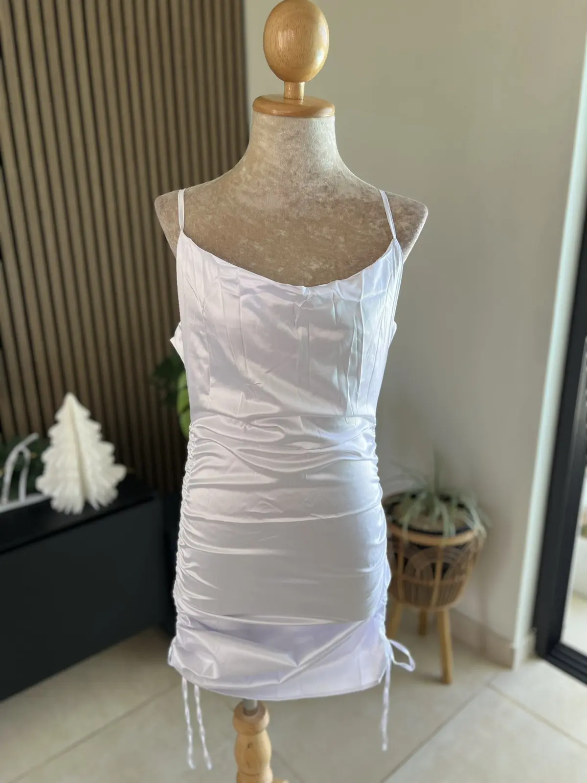 Silk Bodycon Drawstring Dress