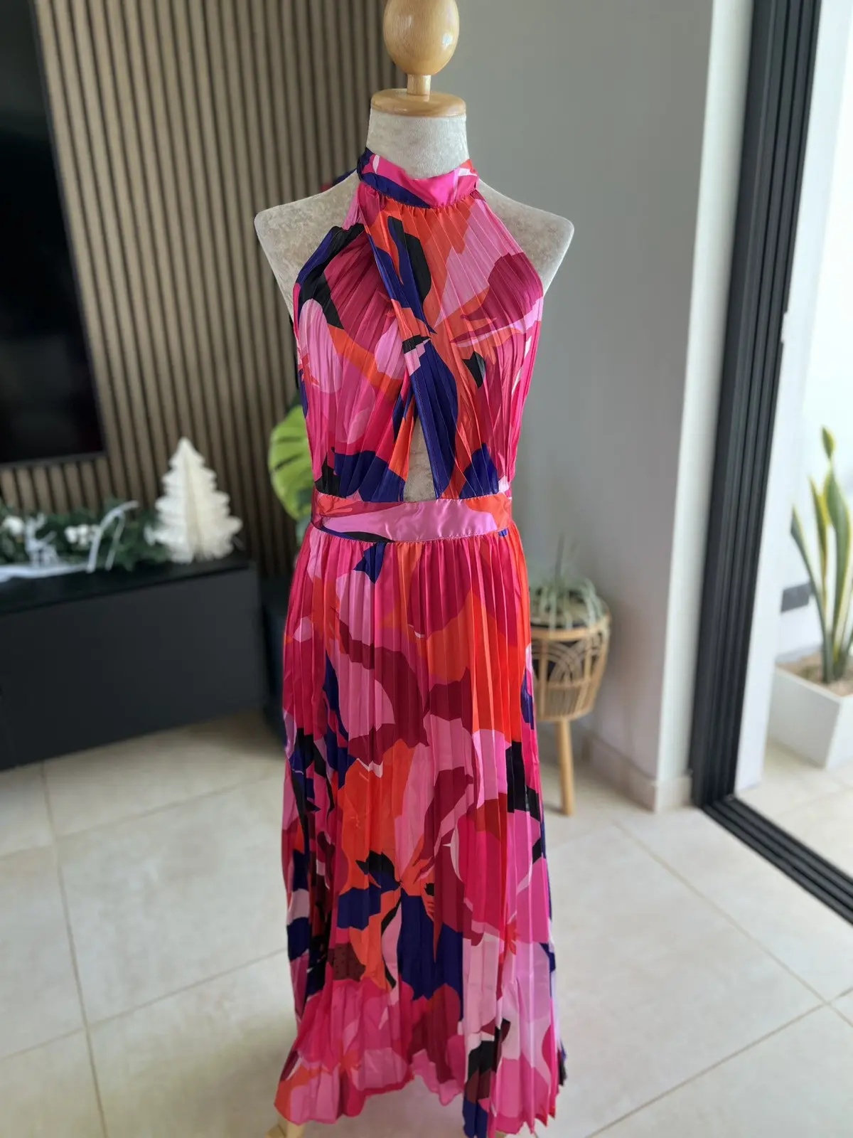 Open Back Pleated Dress