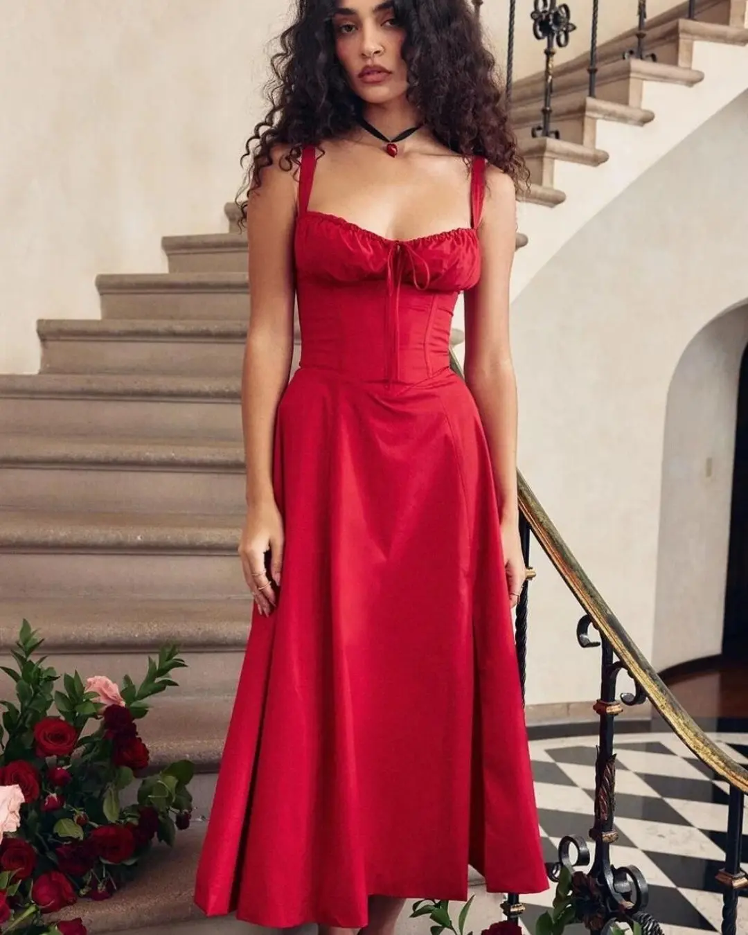 Corset Lace Up Maxi Dress