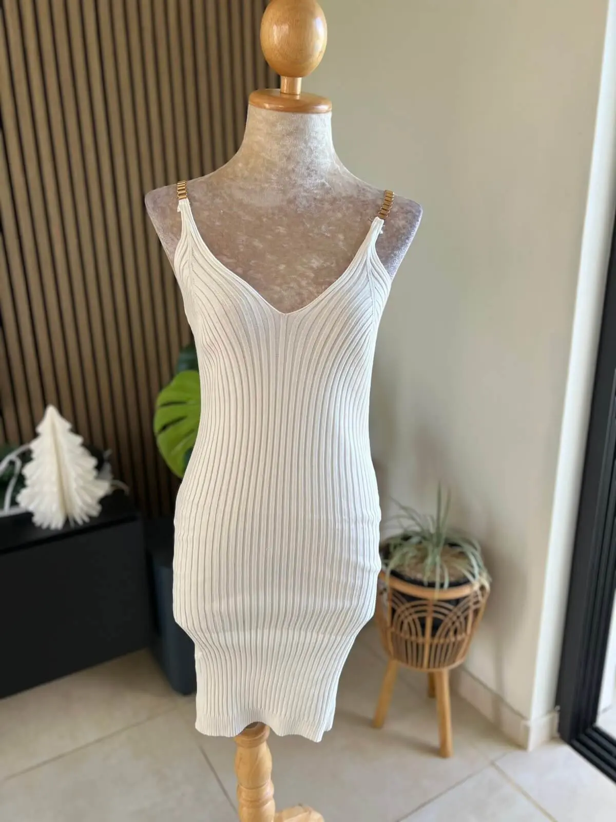 Knitted Bodycon Metal Strap Dress