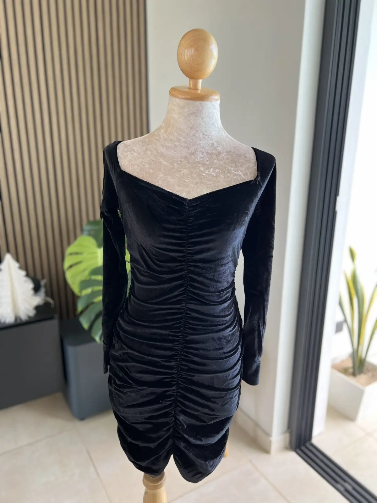 Velvet Elegant Ruched Dress