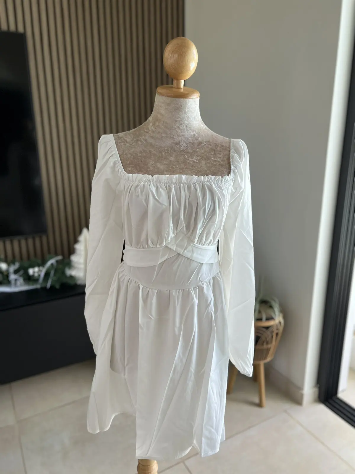 Square Neck Long Sleeve Dress