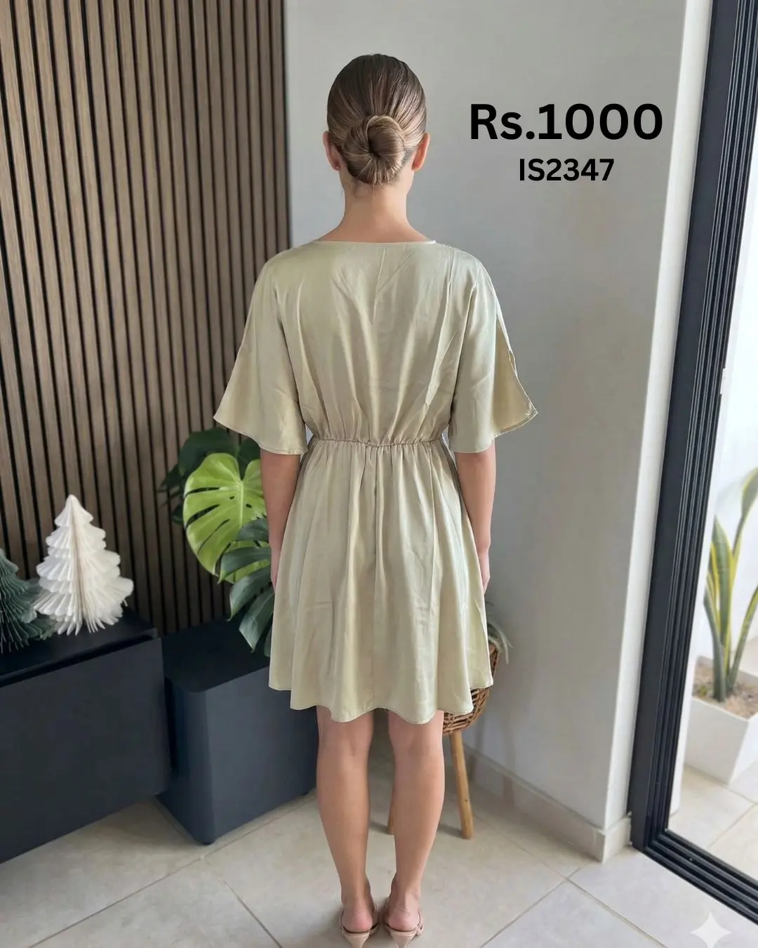 Deep V-Neck Ruched Dress