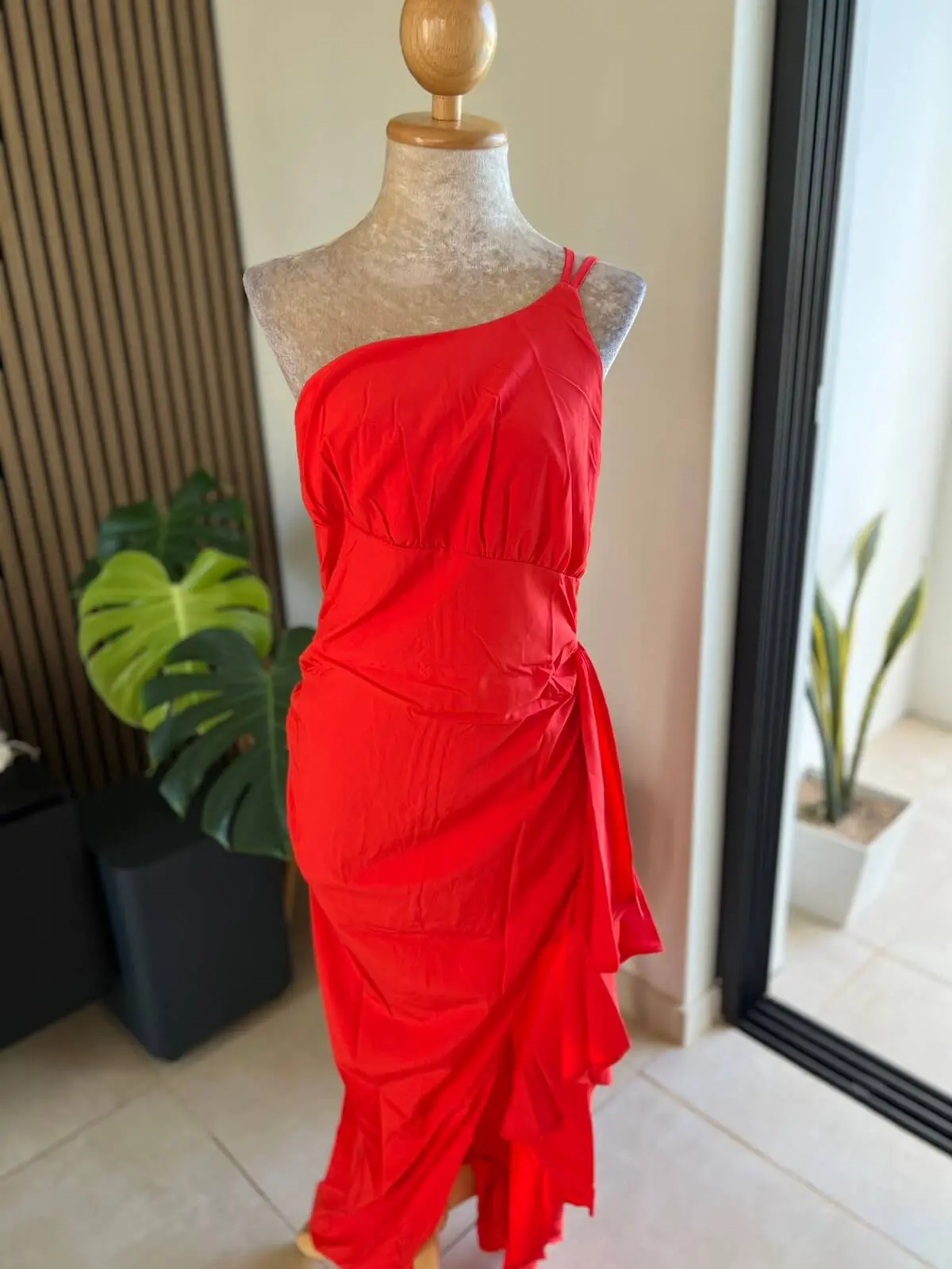One-Shoulder High Slit Party Dress