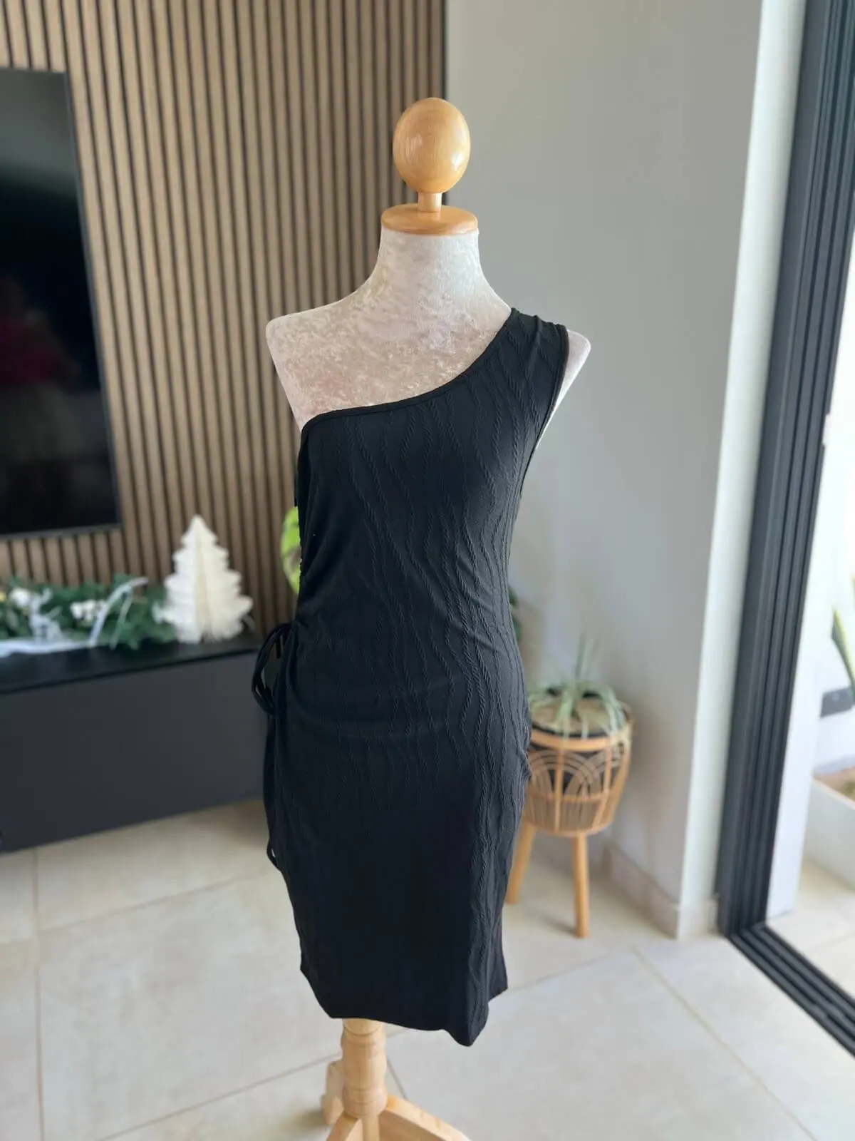 Cut-Out Waist Drawstring Dress