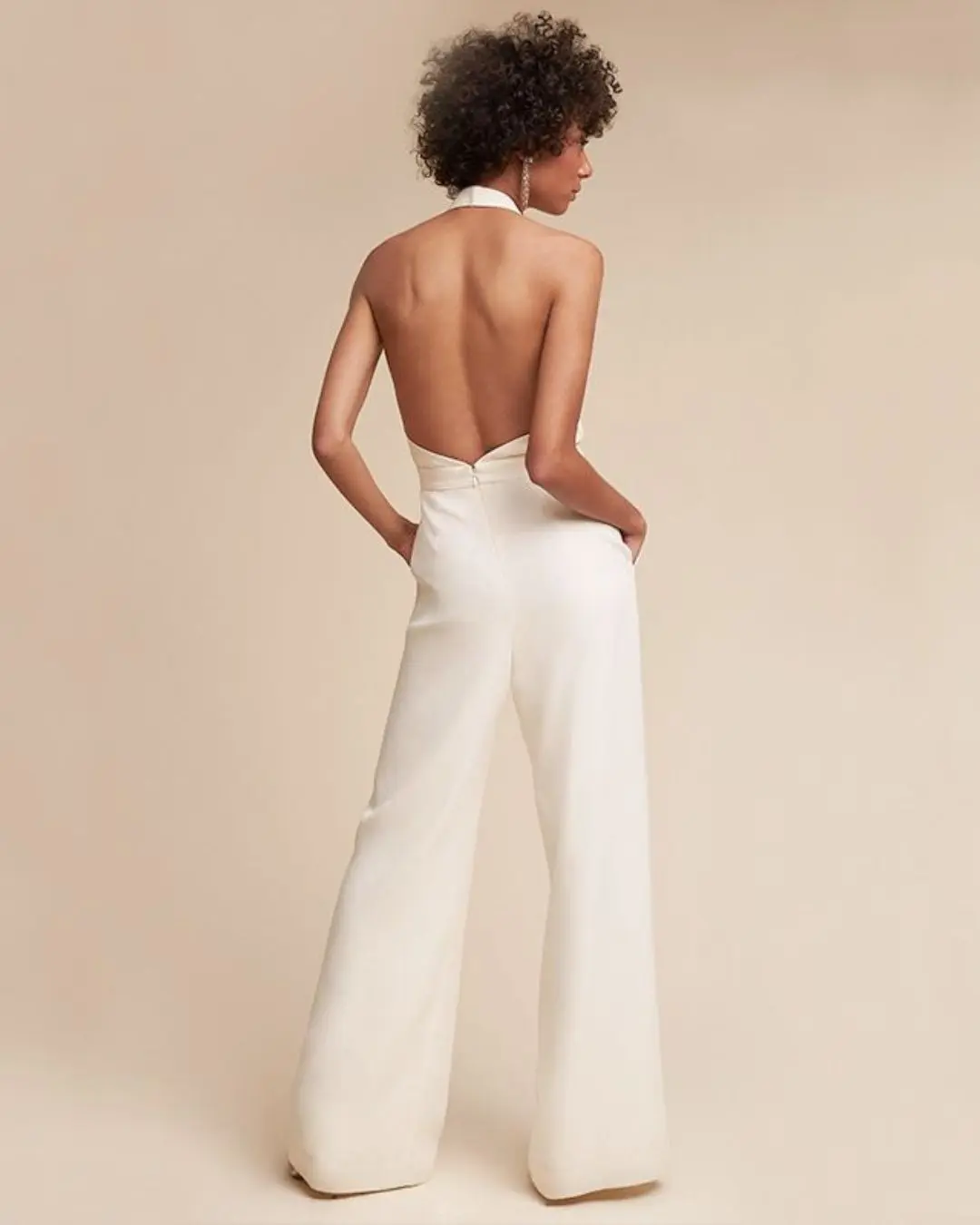 Deep V-Neck Wide Leg Jumpsuit