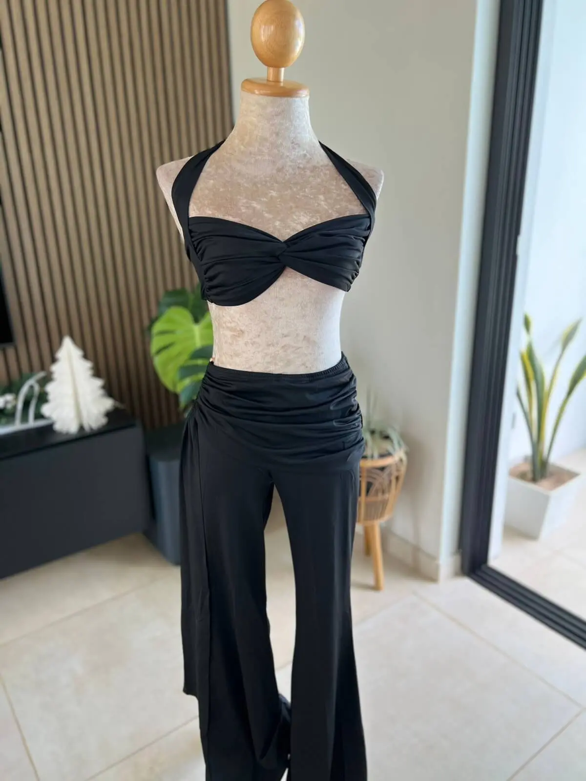 2pcs Top and Flare Pants Set