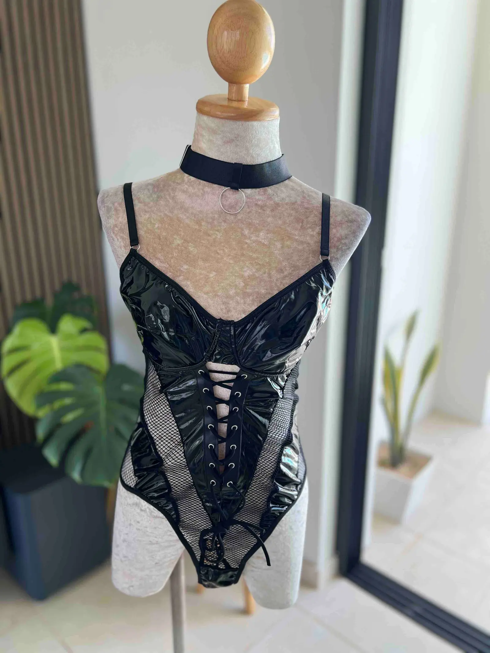 PU Leather Lingerie Bodysuit