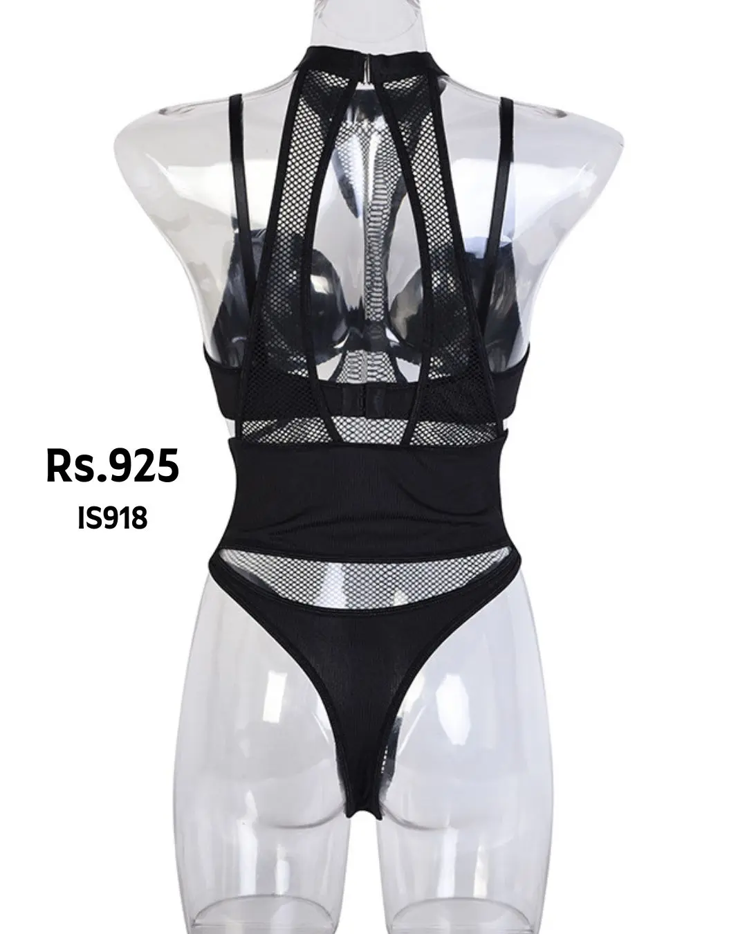 Black Fishnet Push Up Bodysuit