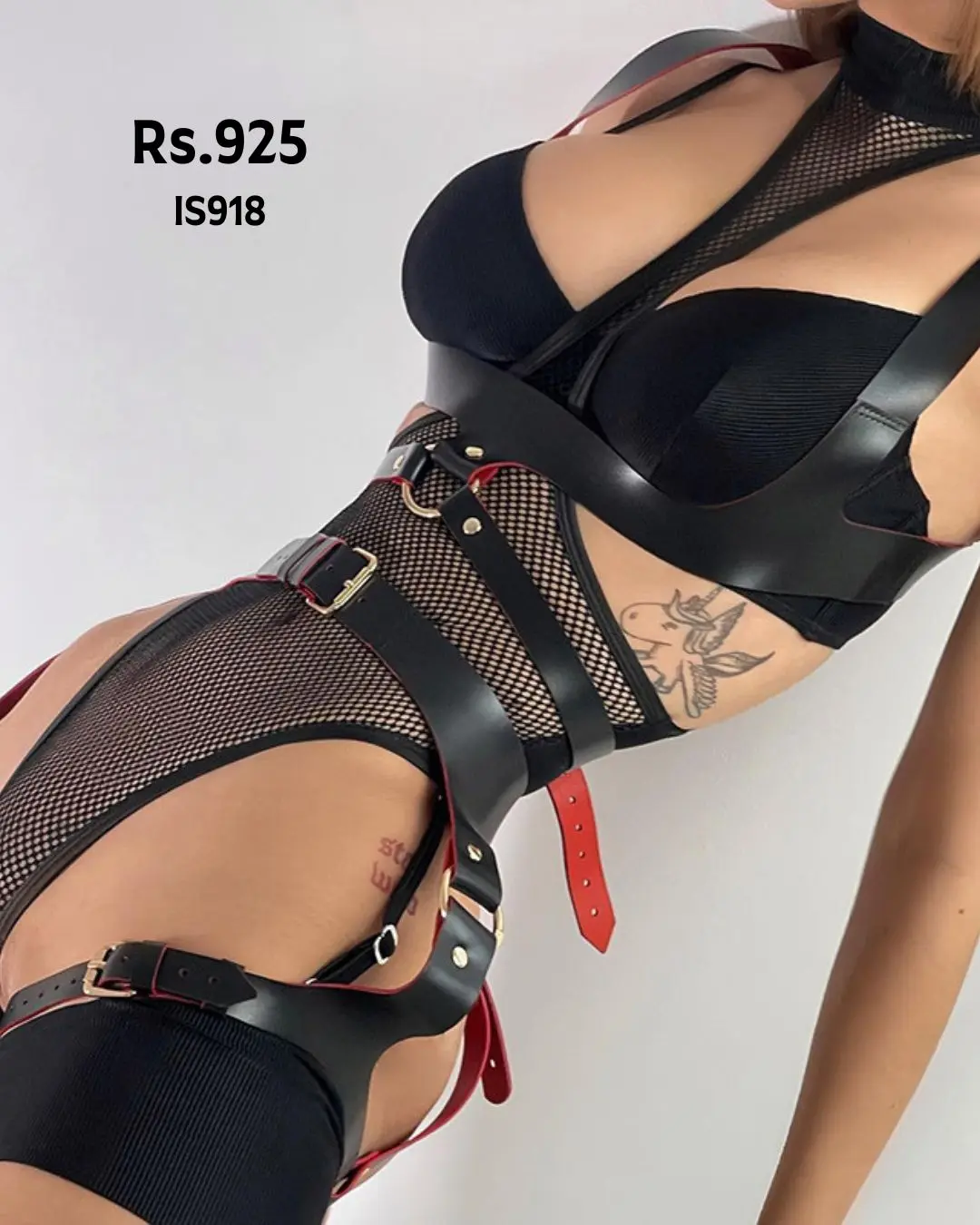 Black Fishnet Push Up Bodysuit