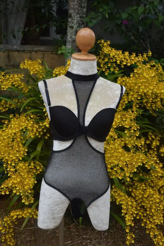 Black Fishnet Push Up Bodysuit