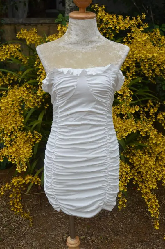 Off Shoulder Ruched Tight Bodycon Dress