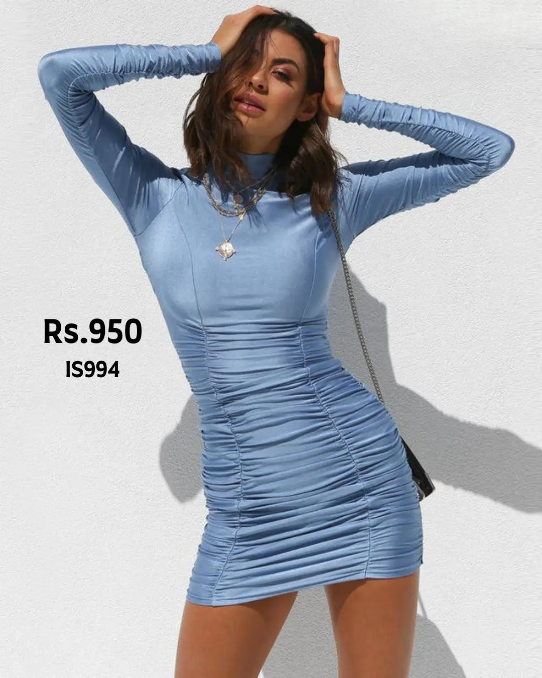 Wrinkled Sexy Mini Elegant Dress