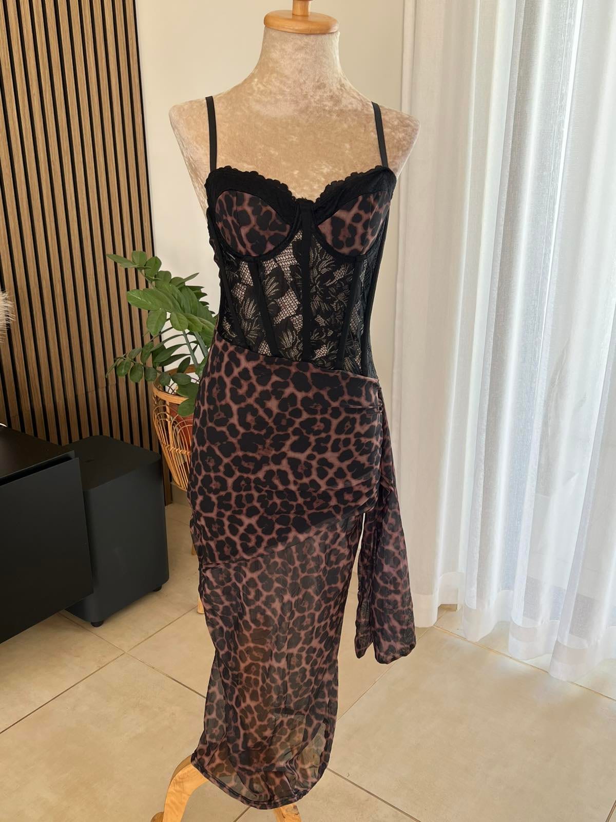 Leopard Lace Mesh Dress