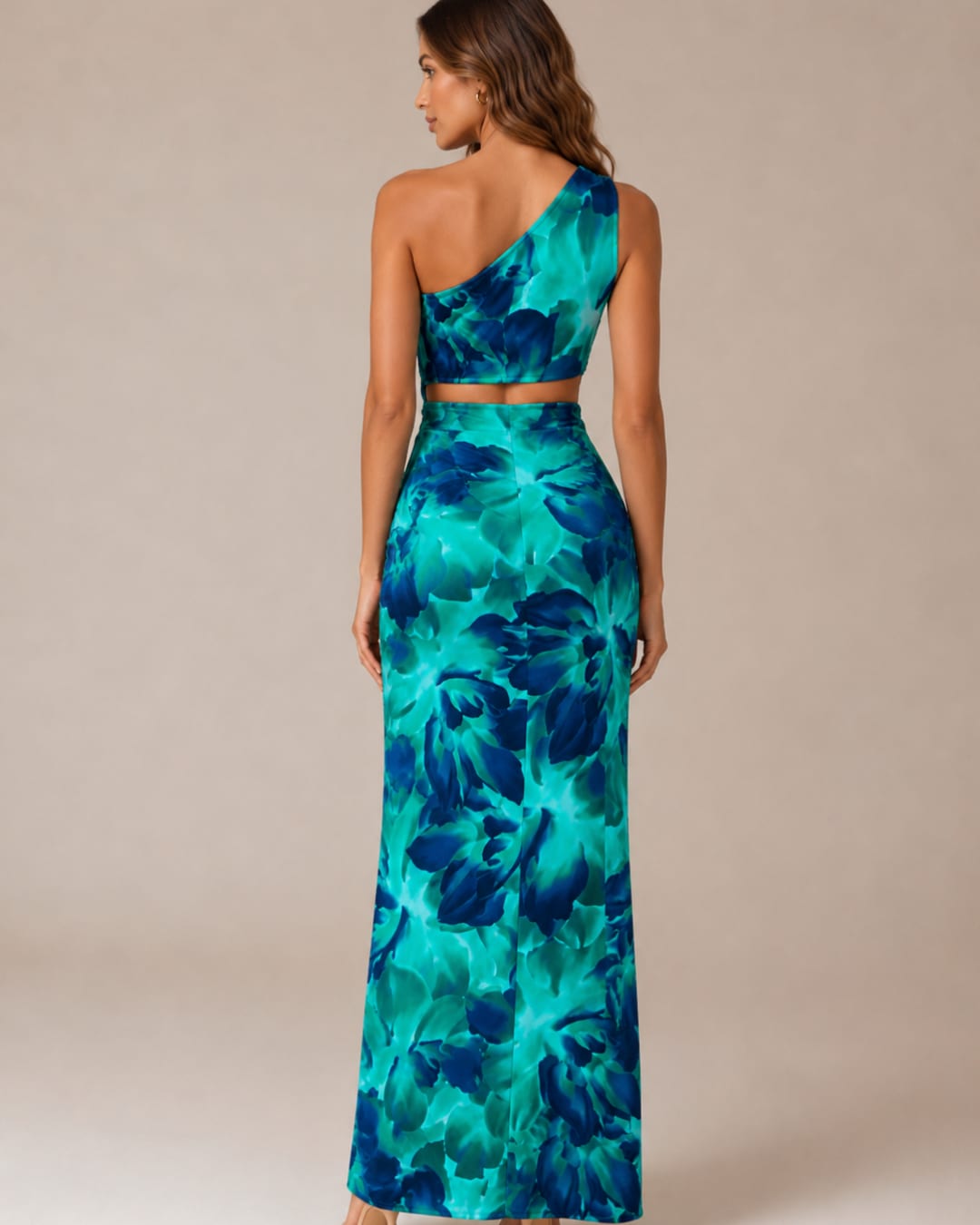 Tropical Green Slit Maxi Dress