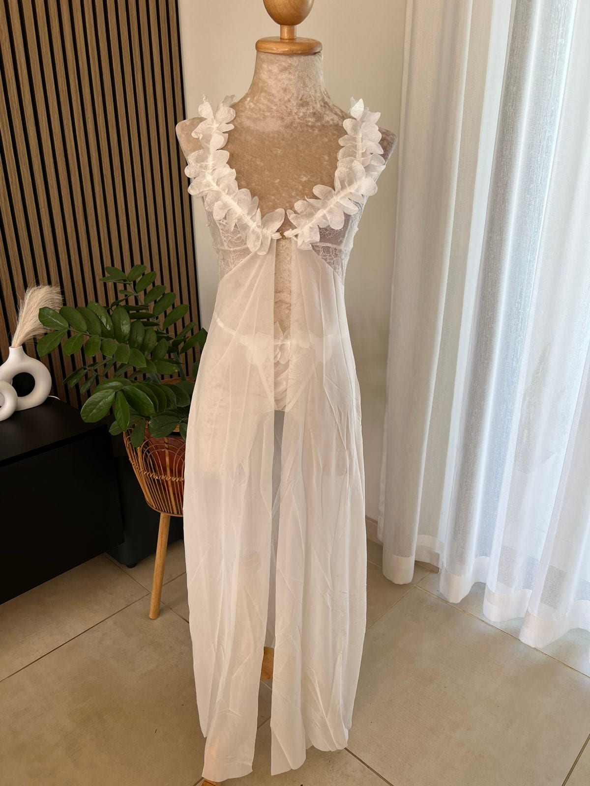 White Floral Applique Cover-Up Dress