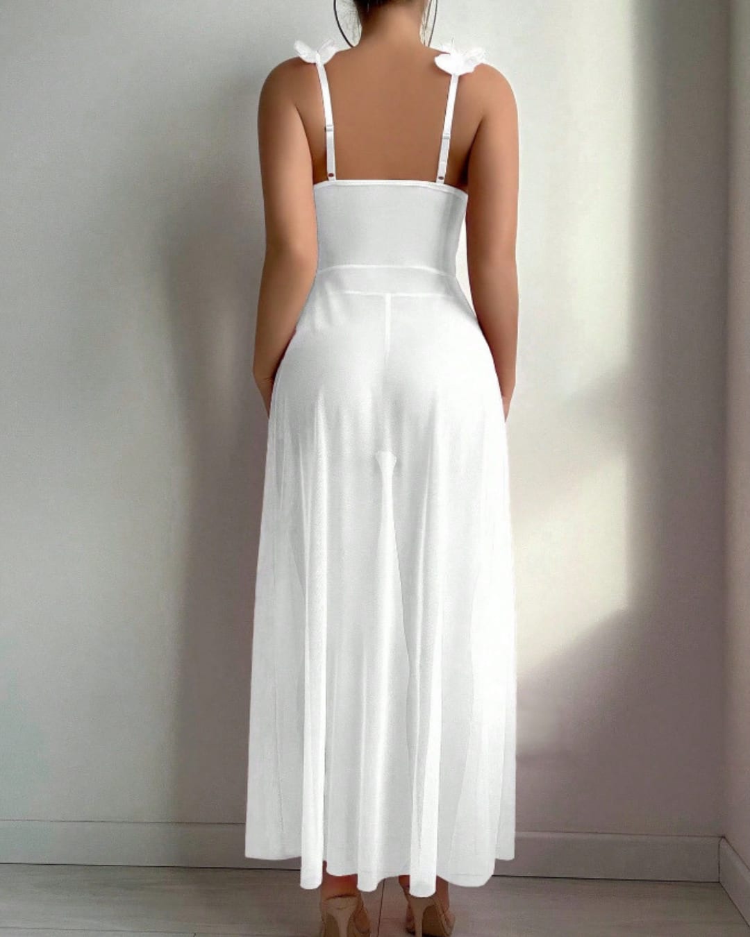 White Floral Applique Cover-Up Dress