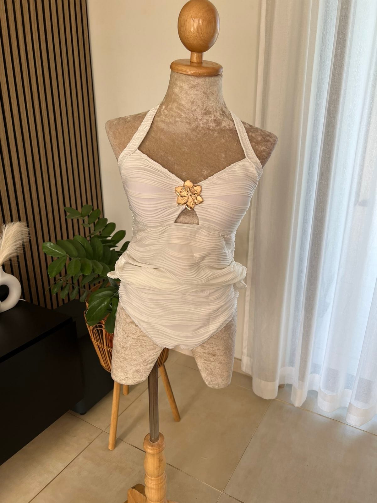 White Jewel Halter Two Pieces Bikini