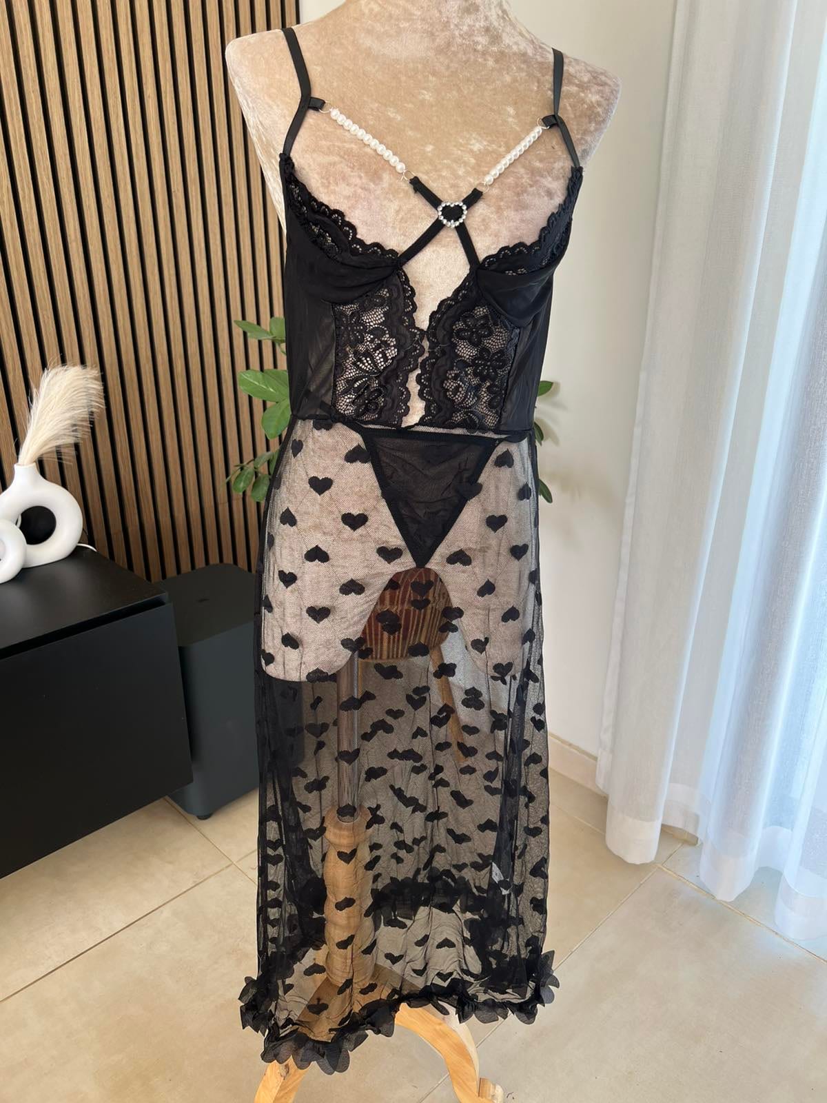 Noir Bloom Mesh Nightdress